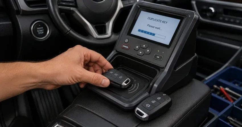 technician cloning a transponder chip key in Thamesford