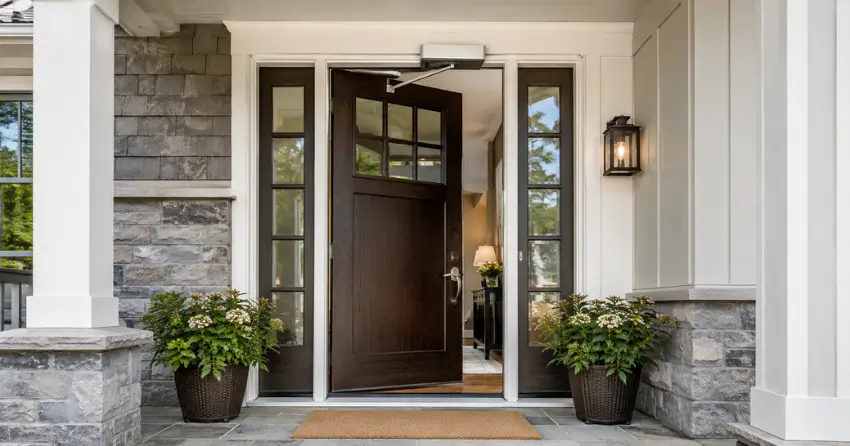 residential automatic door opener installed on exterior entry door in Thamesford