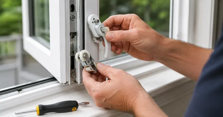 technician performing broken window repair Thamesford on a sliding window