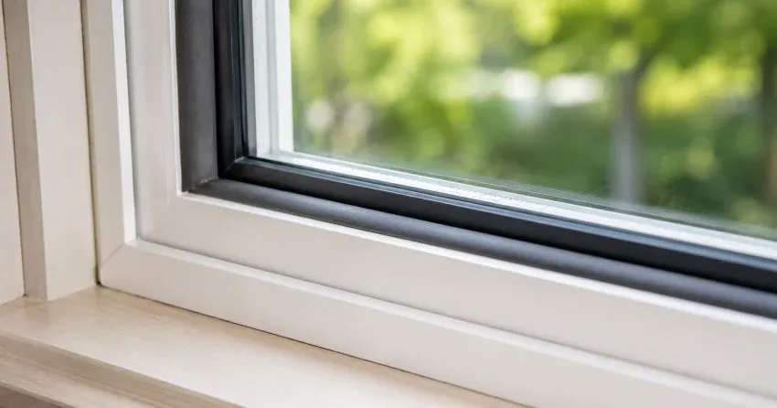 technician inspecting window weatherstripping for drafty window repair Thamesford