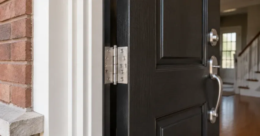 technician repairing a front door lock and frame in Thamesford