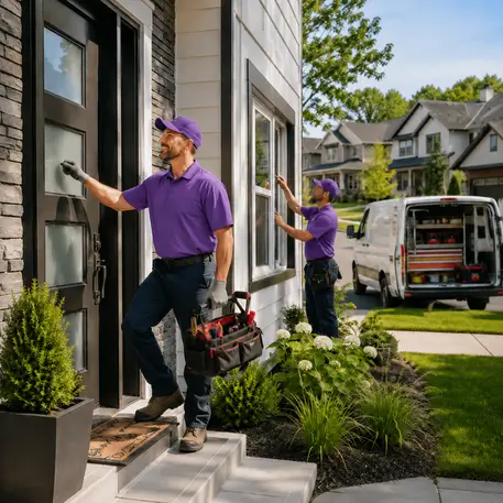 Door and window technicians at work on properties throughout the coverage area